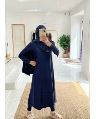 Burkini long avec hijab marine