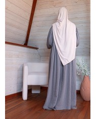 Abaya ballon lin grise