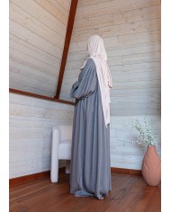 Abaya ballon lin grise