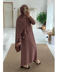 Burkini long 4 pièces vieux rose foncé