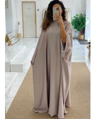 Abaya farasha diamant rose poudré