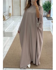 Abaya farasha diamant rose poudré