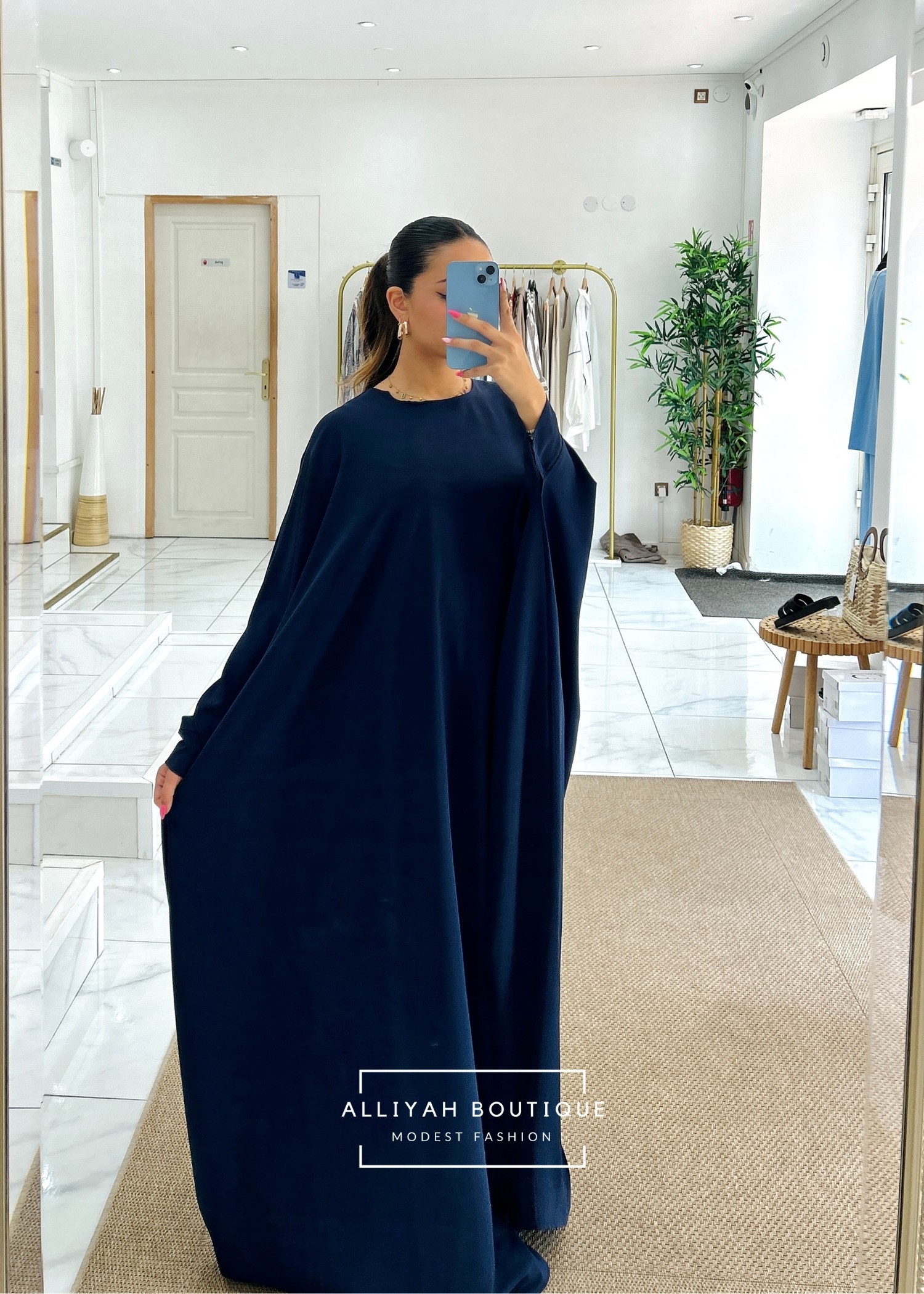 Abaya Syriam bleu marine