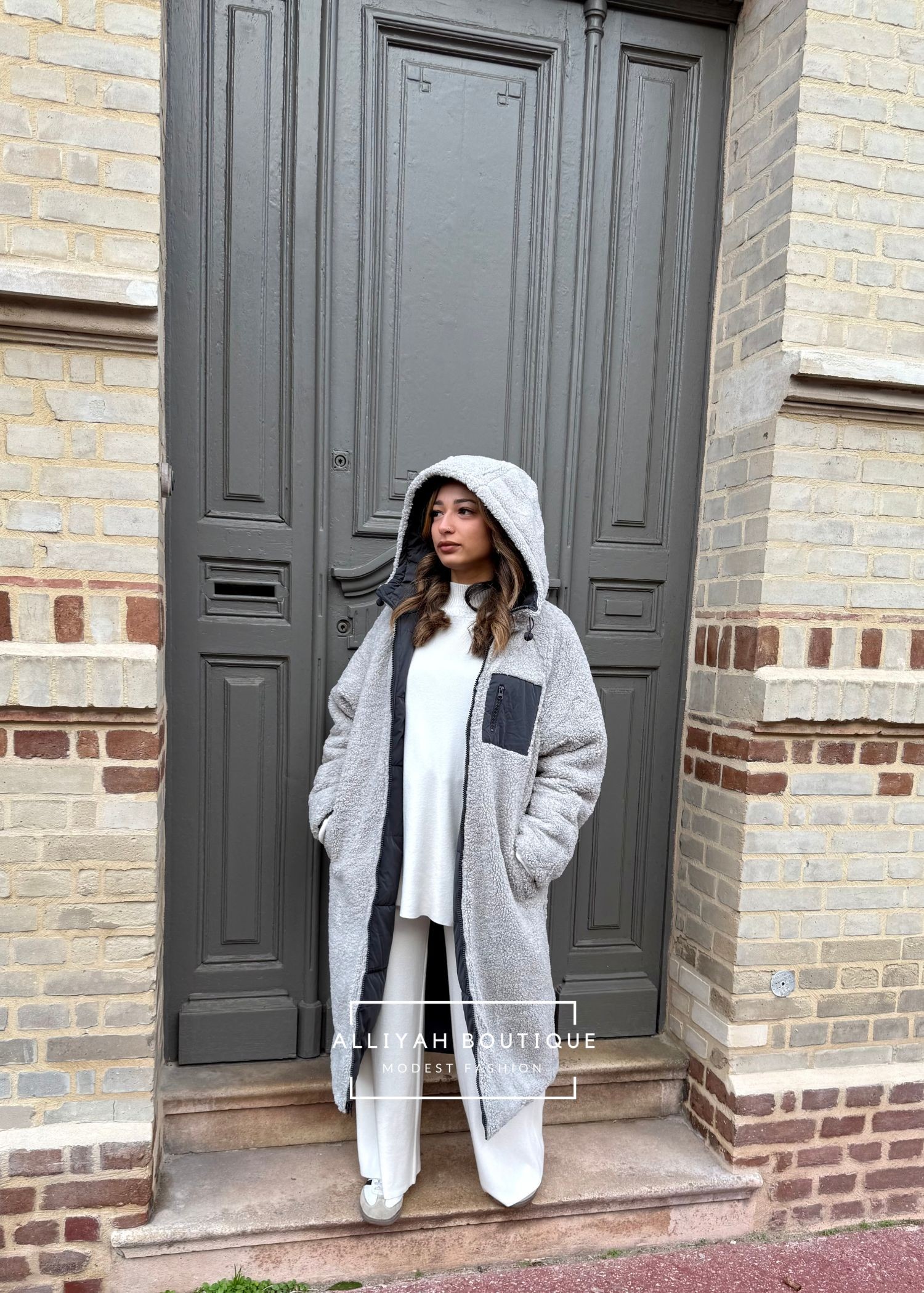 Doudoune 2 en 1 réversible Gris foncé et gris clair