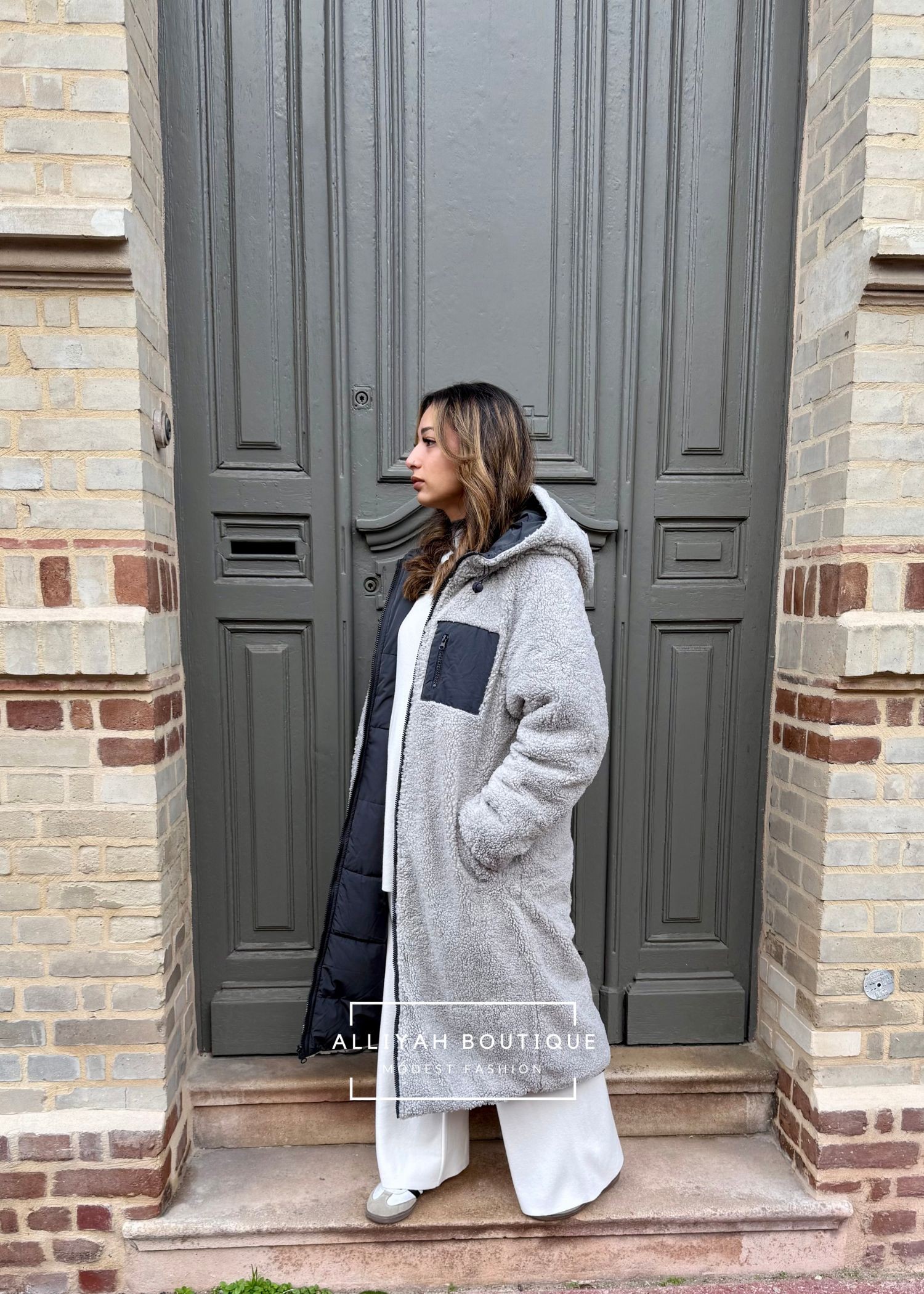 Doudoune 2 en 1 réversible Gris foncé et gris clair Doudoune 2 en 1 réversible Gris foncé et gris clair