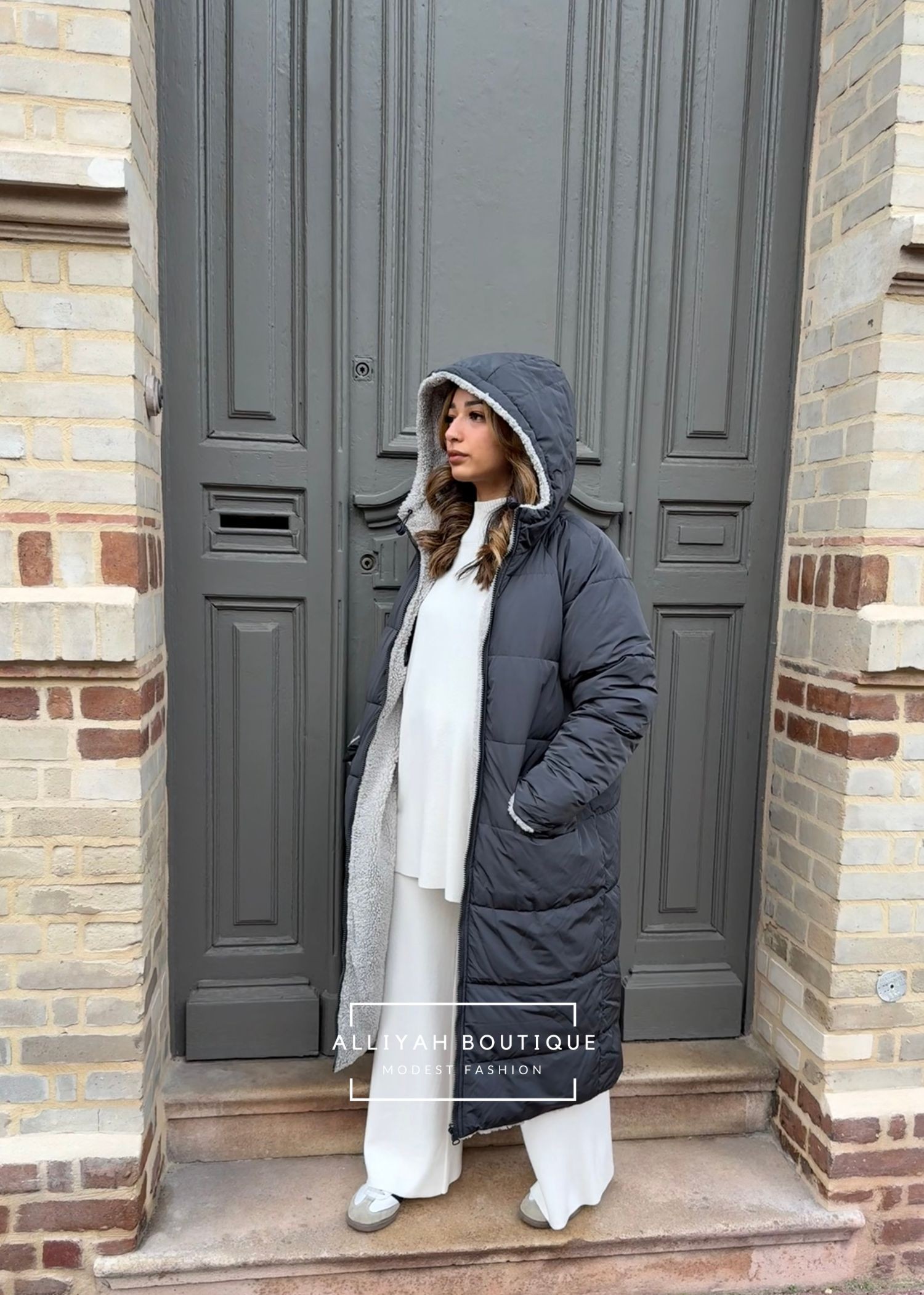 Doudoune 2 en 1 réversible Gris foncé et gris clair