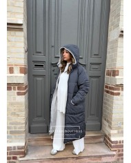 Doudoune 2 en 1 réversible Gris foncé et gris clair