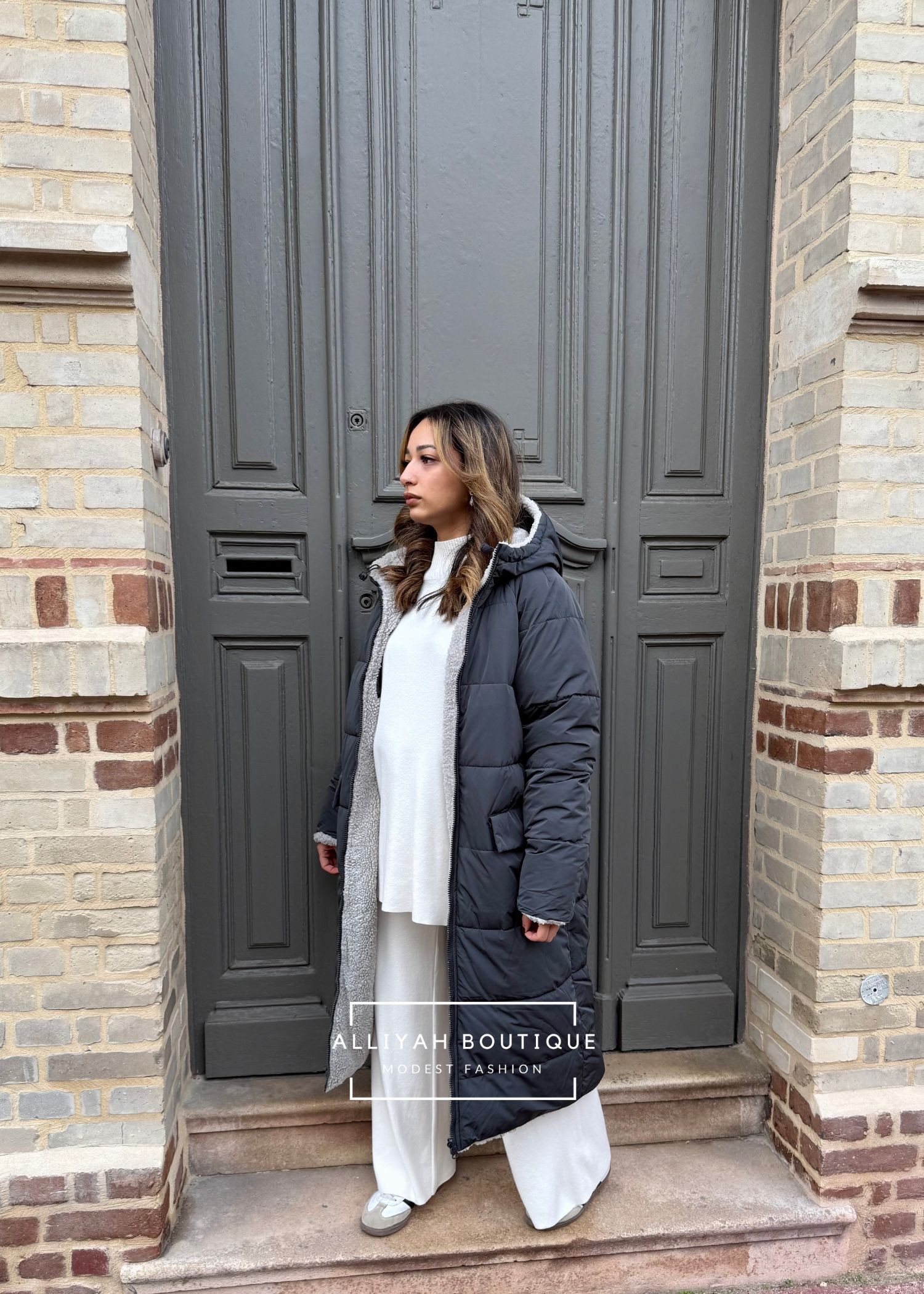 Doudoune 2 en 1 réversible Gris foncé et gris clair