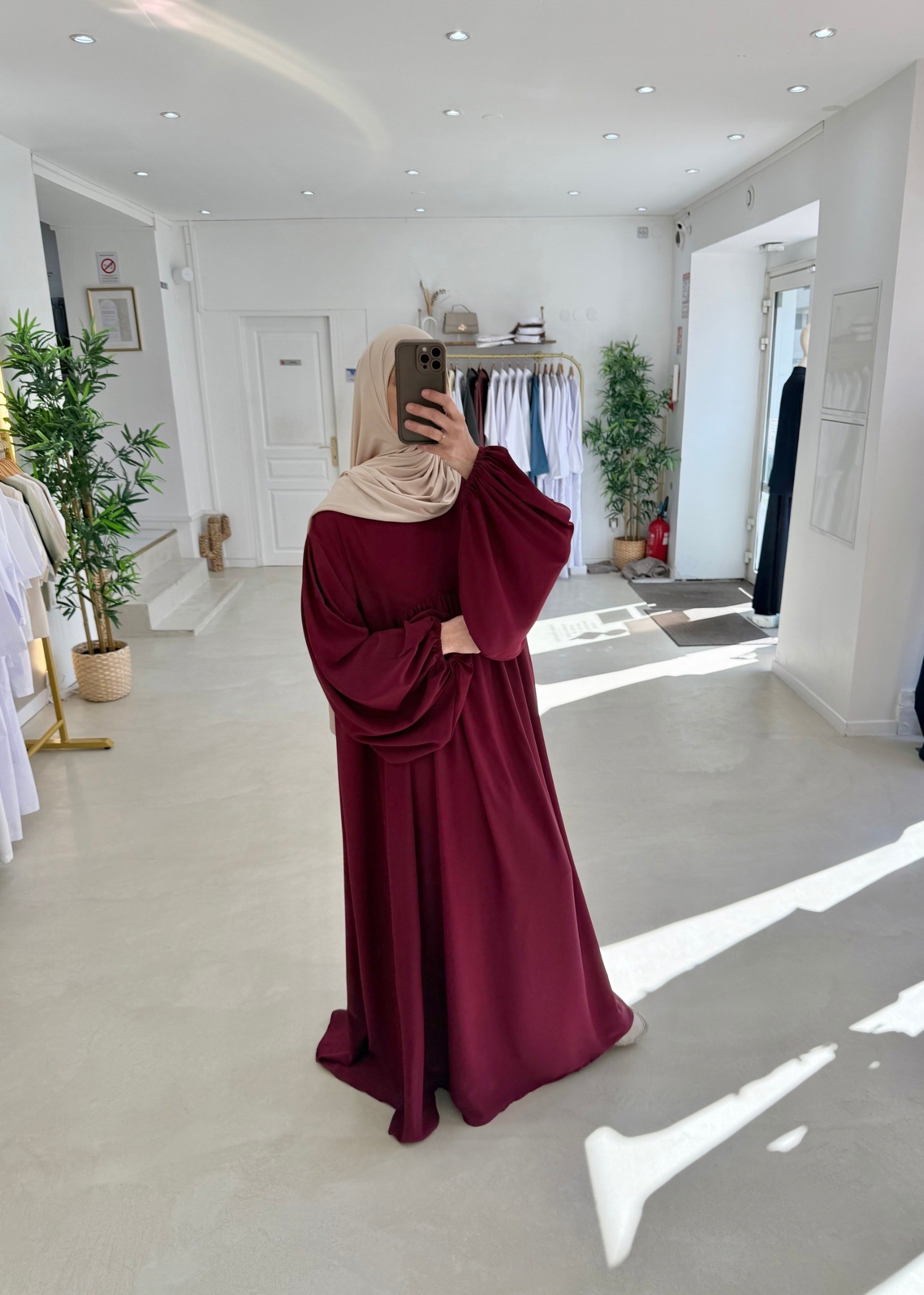 Abaya ballon bordeaux