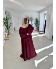 Abaya ballon bordeaux