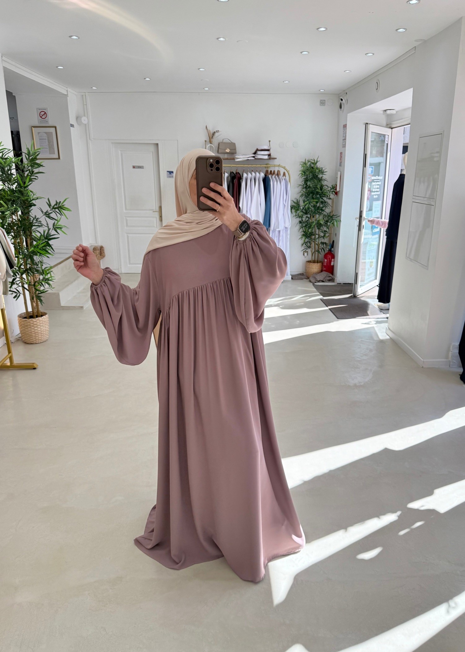 Abaya ballon vieux rose Abaya ballon vieux rose