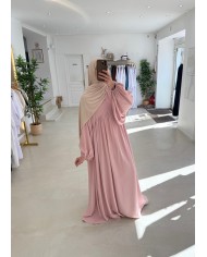 Abaya ballon rose poudré