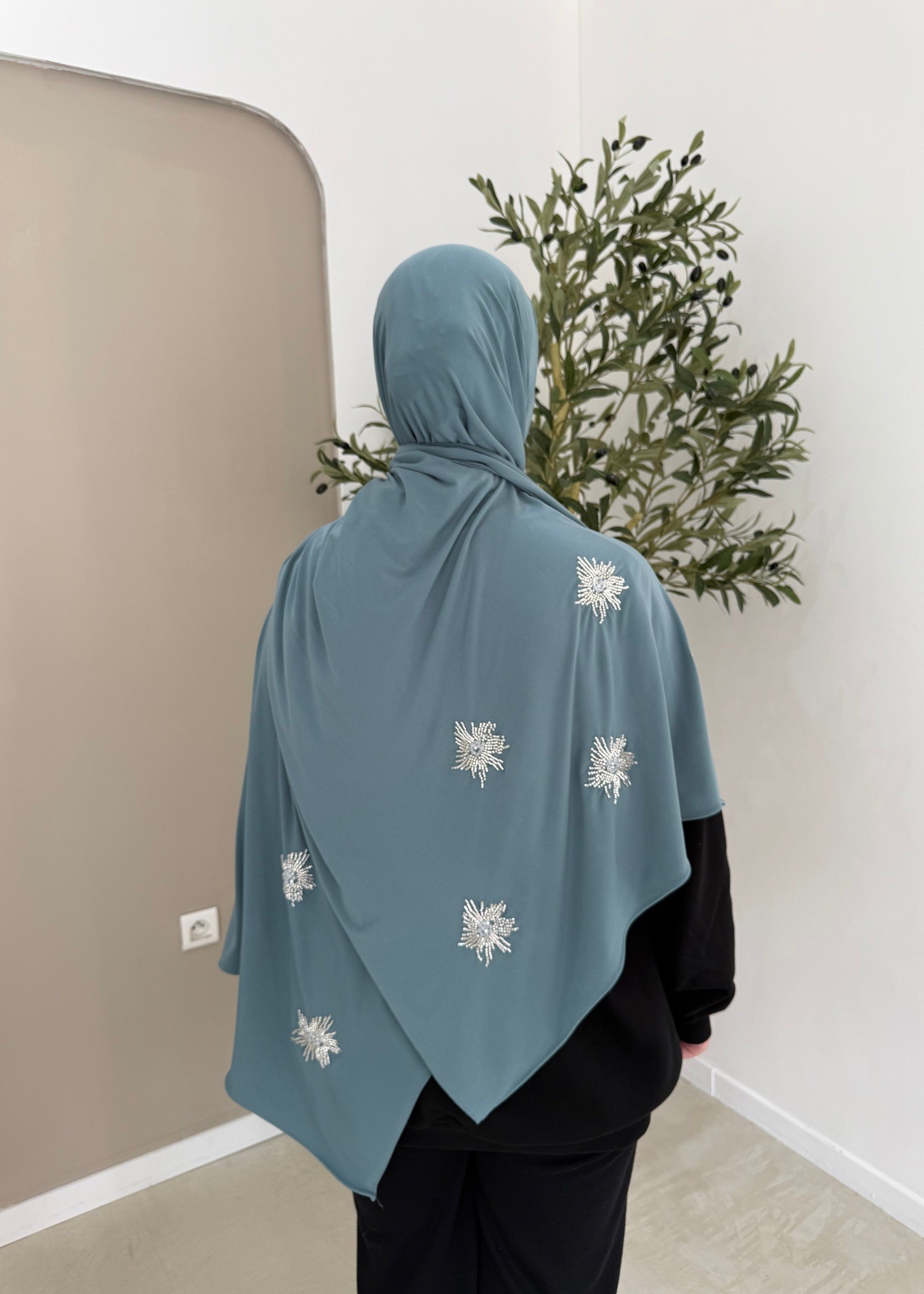 Jersey premium perlé bleu