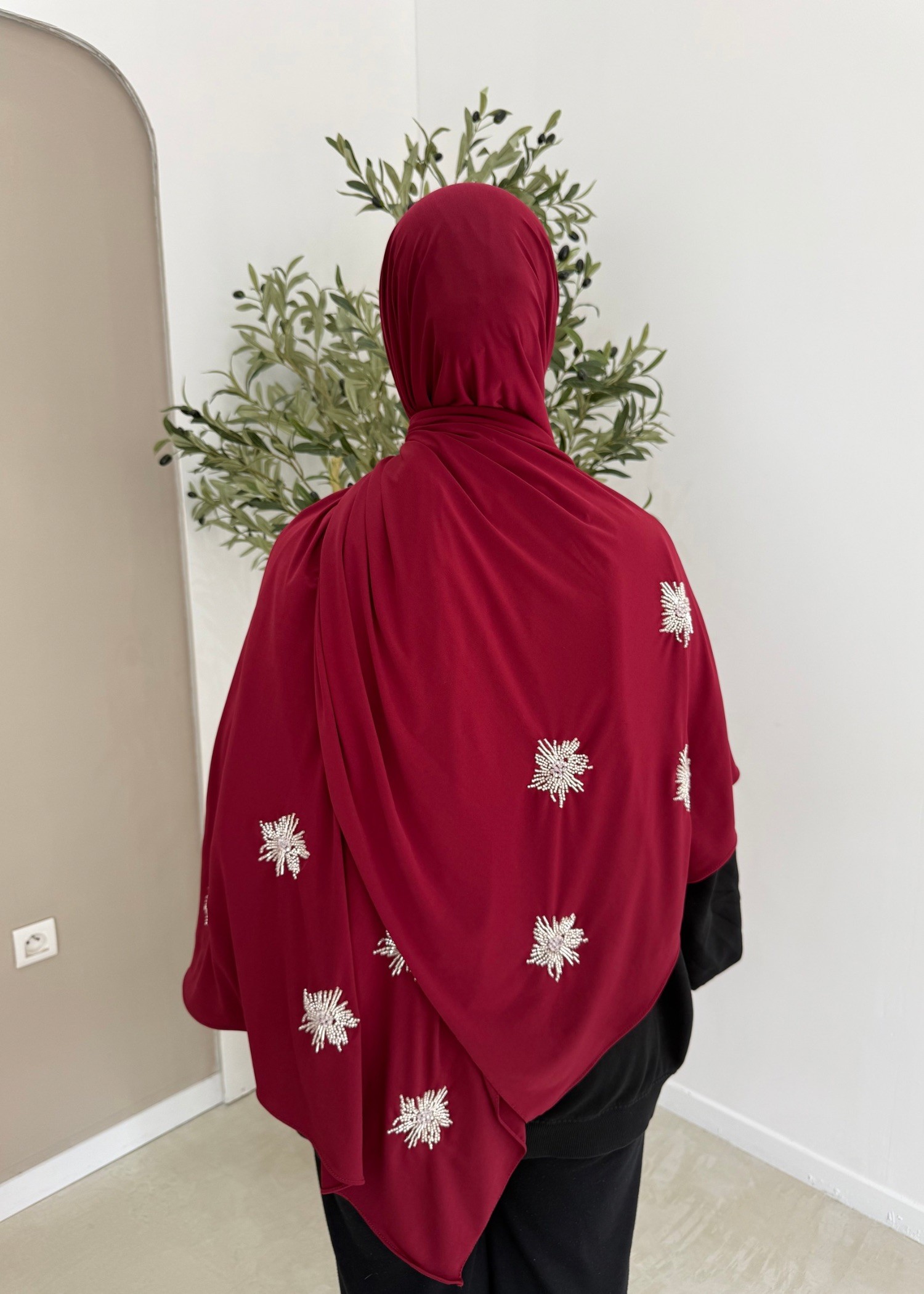 Jersey premium perlé bordeaux