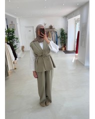 Pantalon Callie large vert tilleul