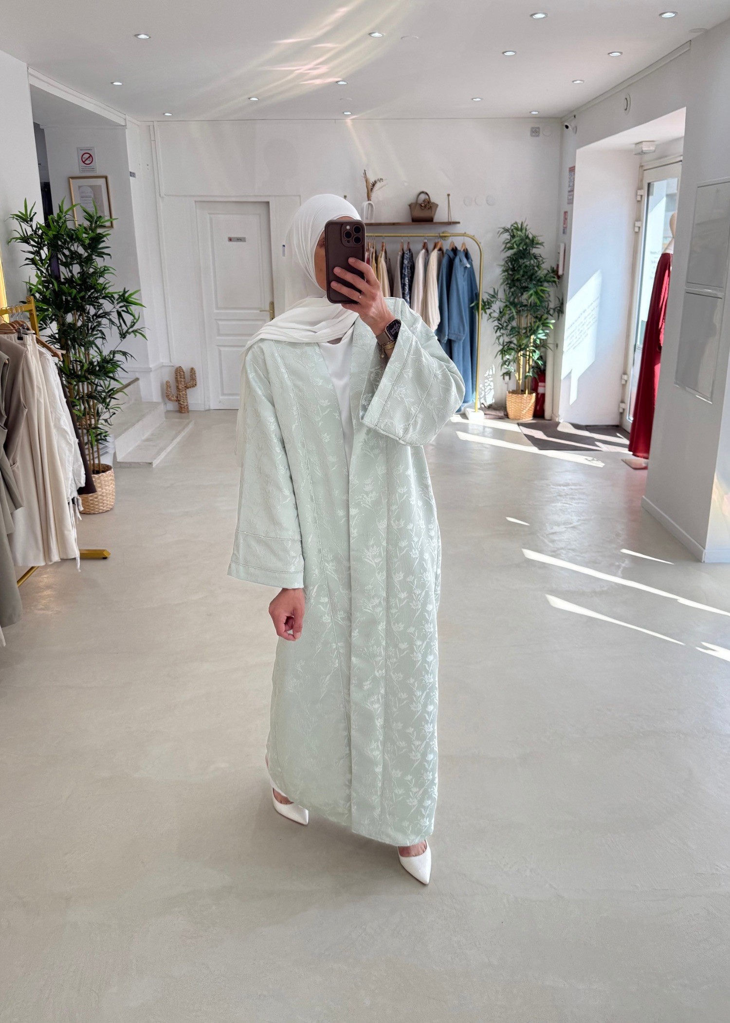 Kimono brocart vert d’eau