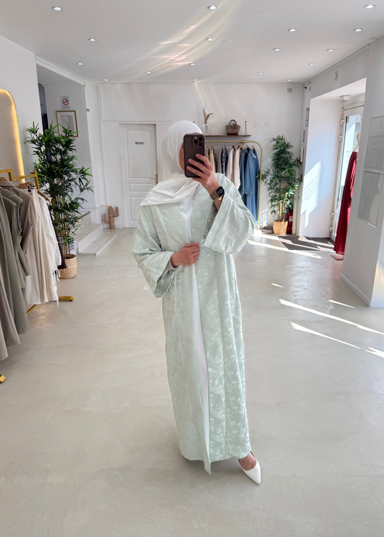 Kimono brocart vert d’eau