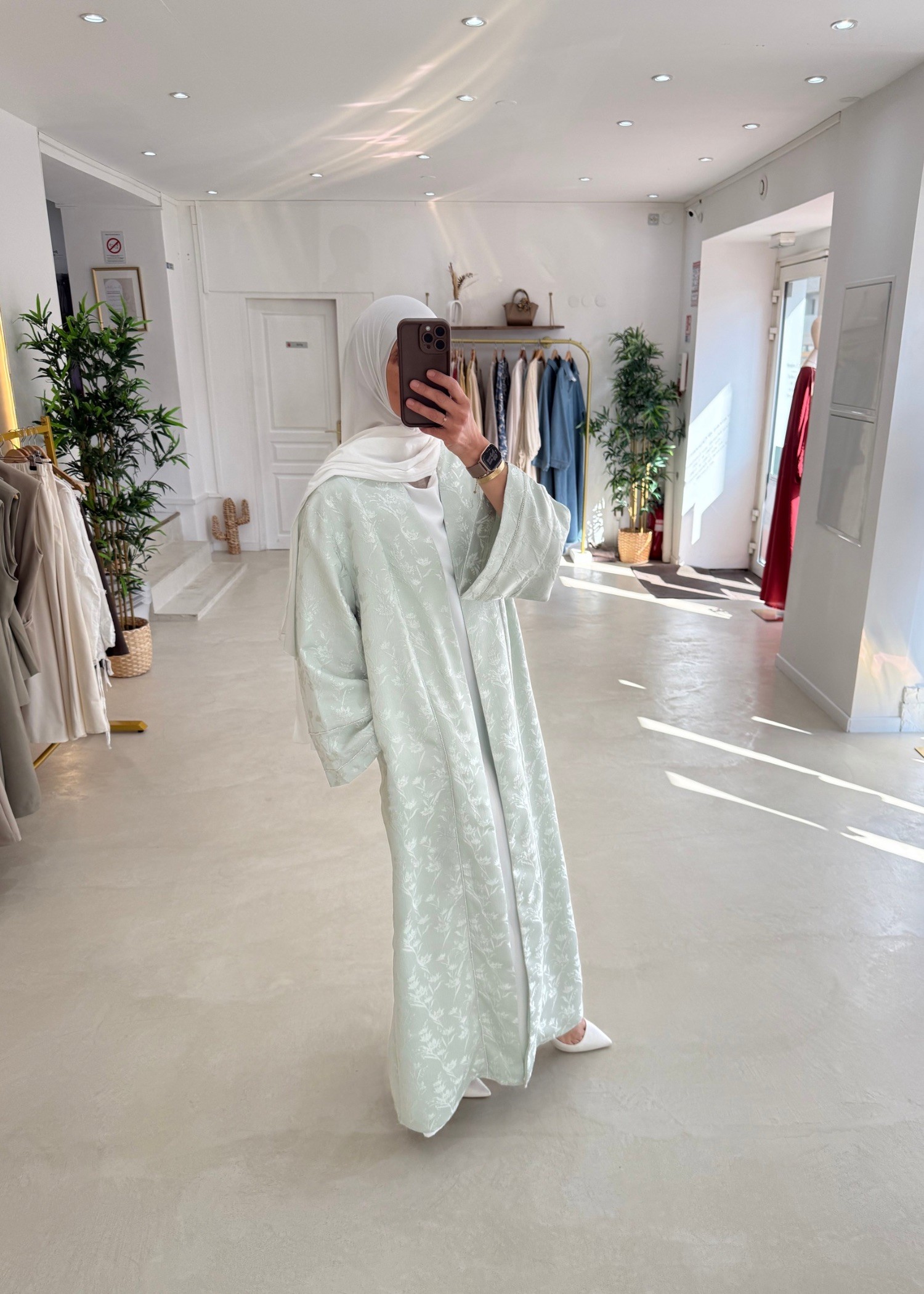 Kimono brocart vert d’eau