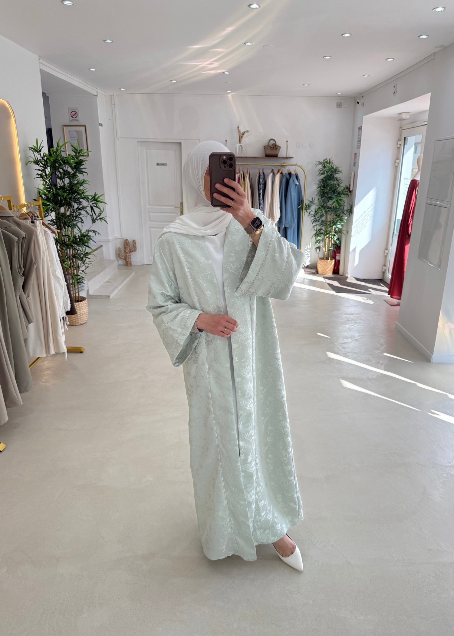 Kimono brocard vert d’eau