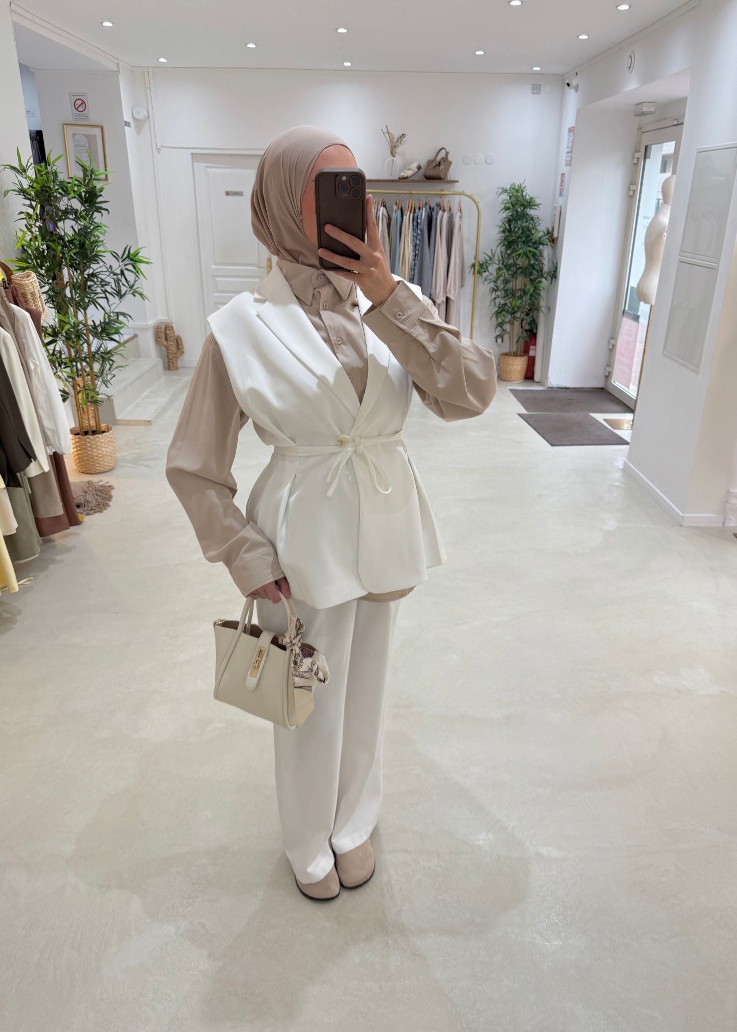 Veste blazer sans manches blanche