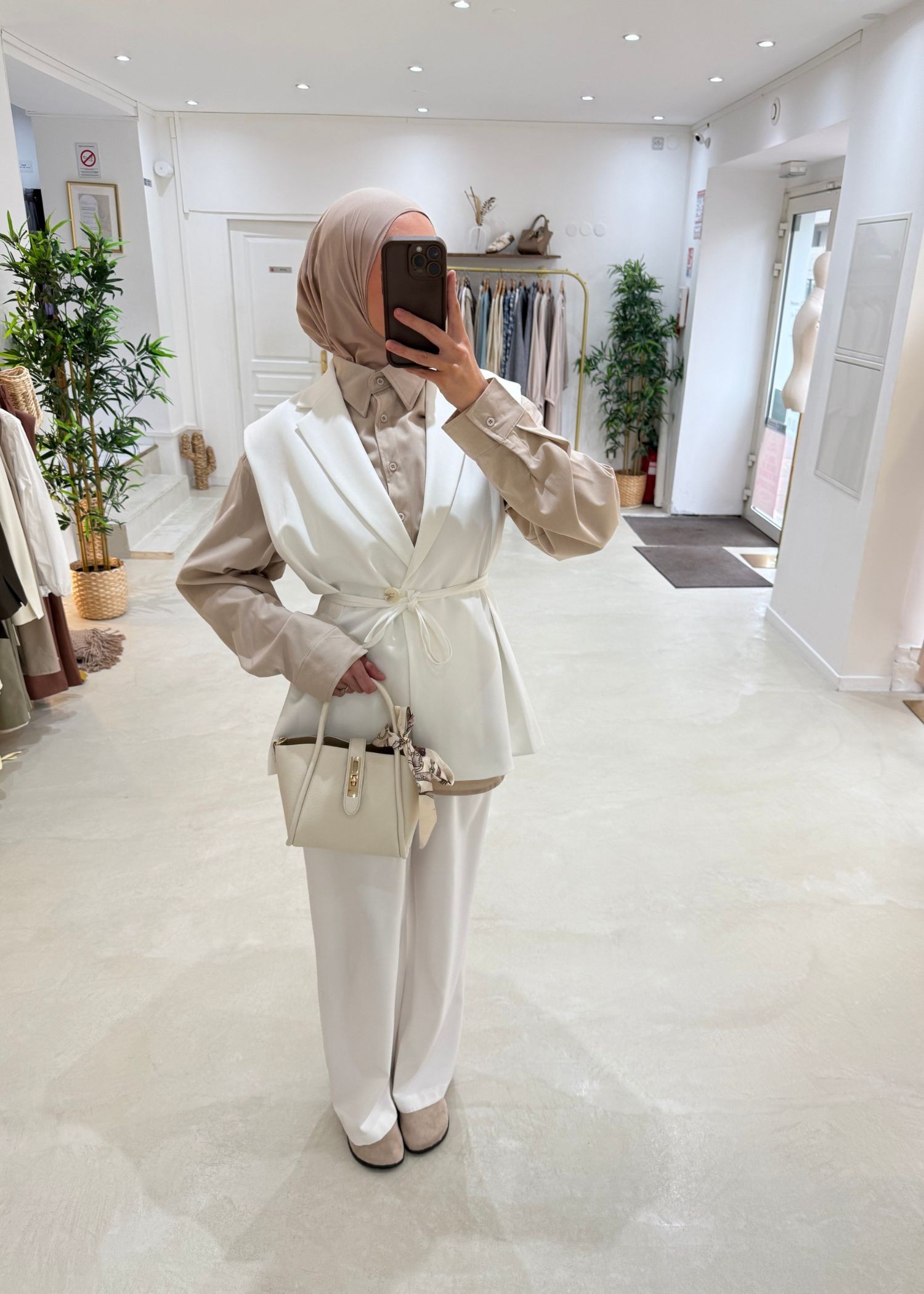 Veste blazer sans manches blanche