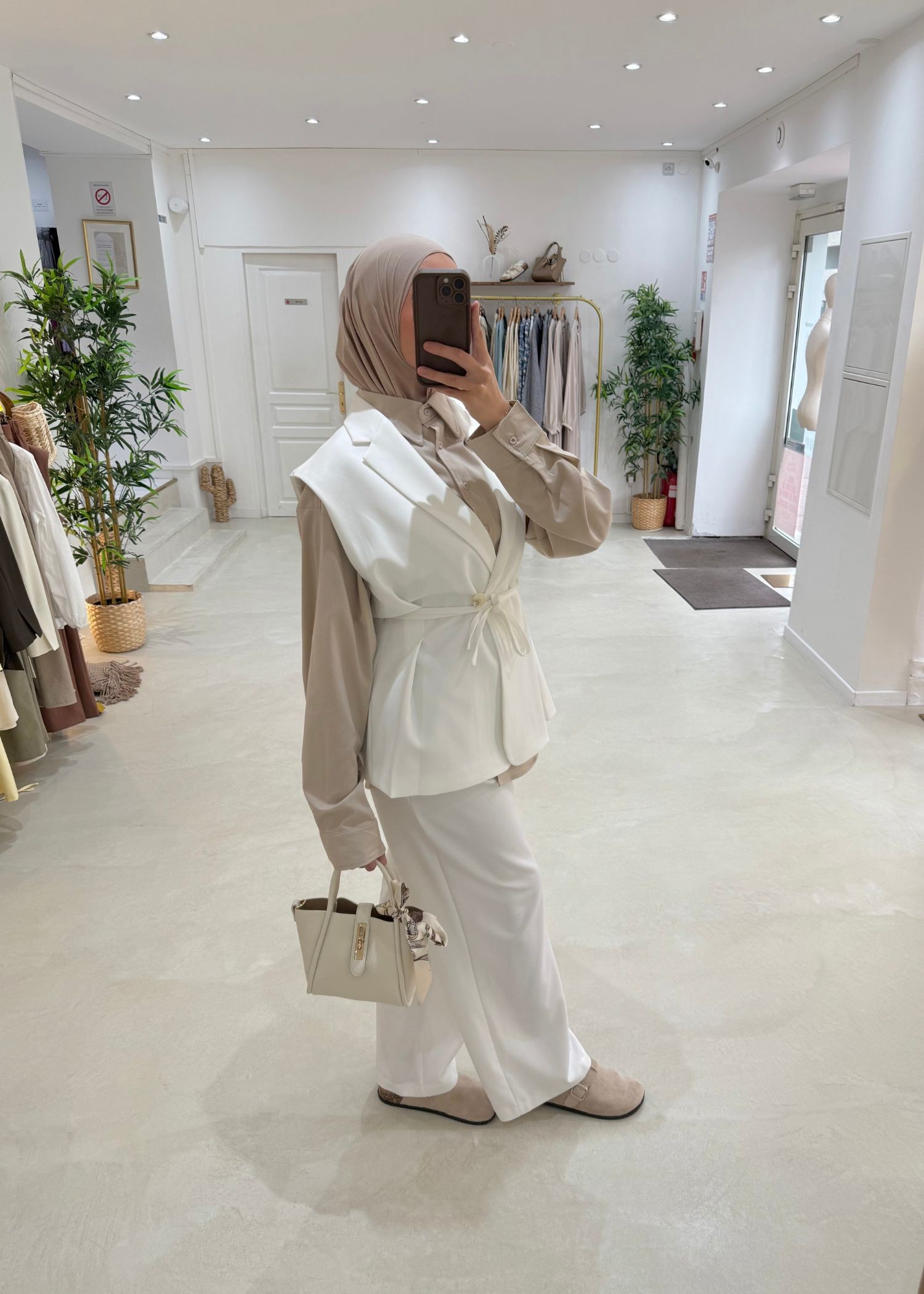 Veste blazer sans manches blanche