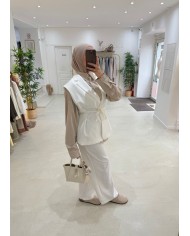 Veste blazer sans manches blanche