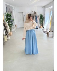 Jupe gaz de coton kaki clair