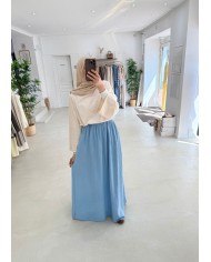 Jupe gaz de coton bleu ciel