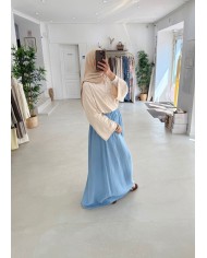 Jupe gaz de coton bleu ciel