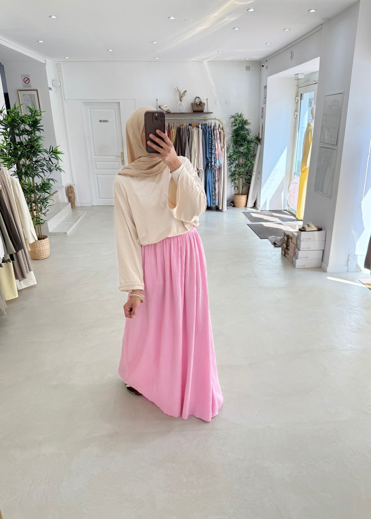 Jupe gaz de coton rose Jupe gaz de coton rose