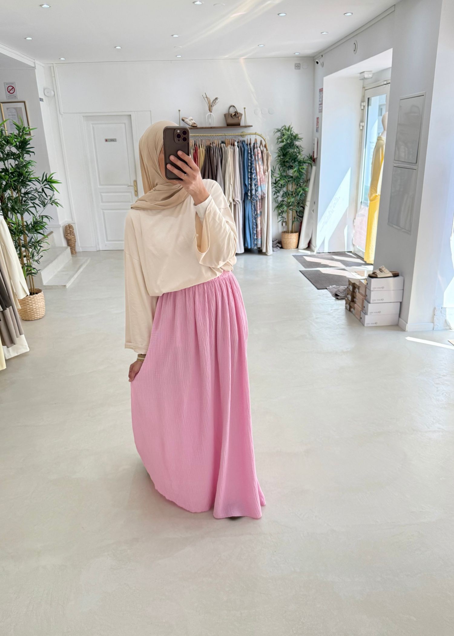 Jupe gaz de coton rose Jupe gaz de coton rose