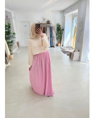 Jupe gaz de coton rose