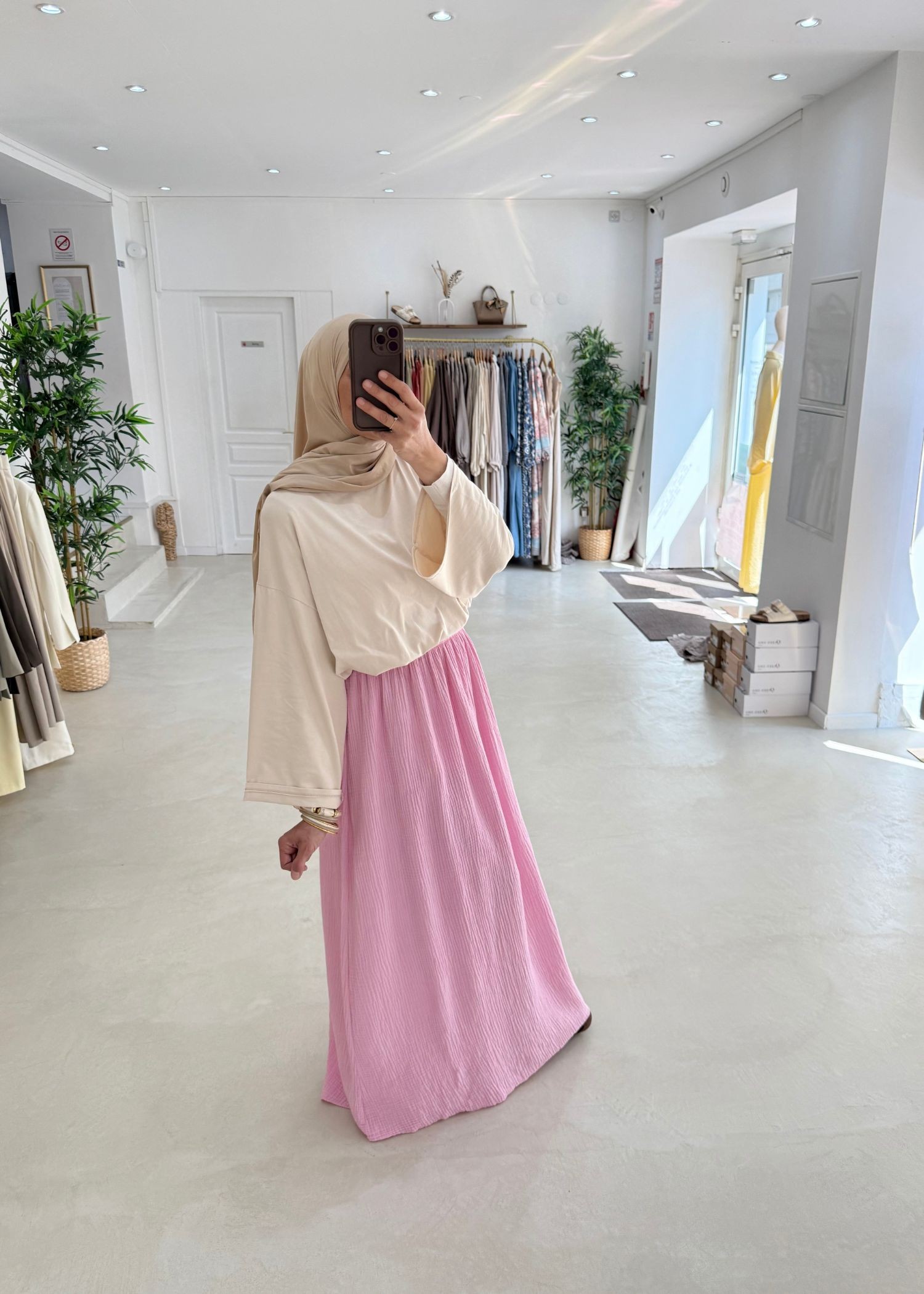 Jupe gaz de coton rose Jupe gaz de coton rose