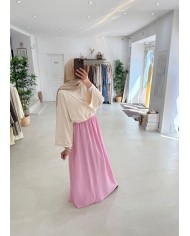 Jupe gaz de coton rose