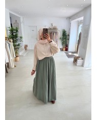 Jupe gaz de coton kaki clair