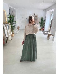Jupe gaz de coton kaki clair