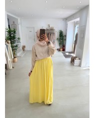 Jupe gaz de coton kaki clair