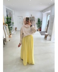 Jupe gaz de coton jaune