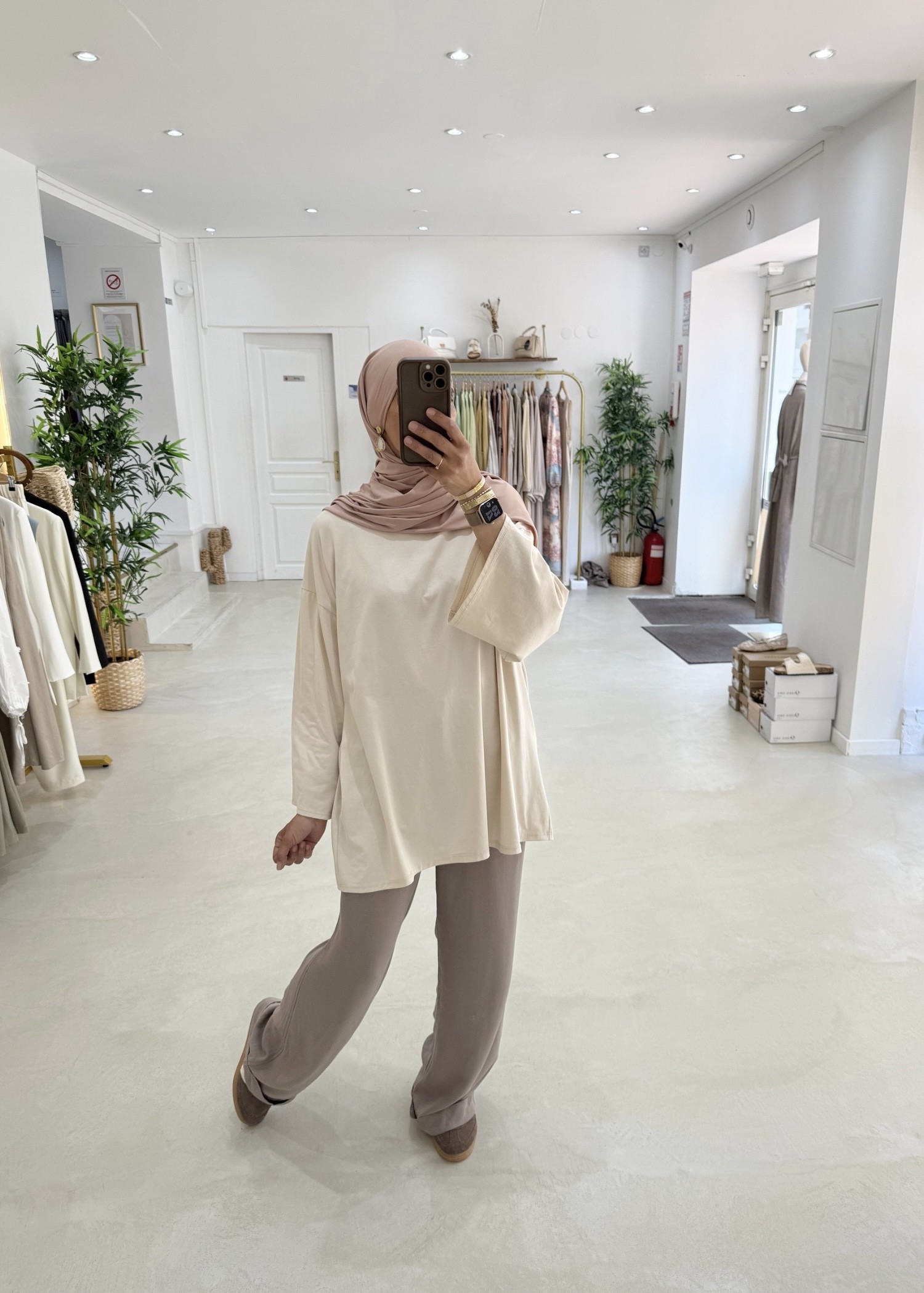 New tee-shirts long crème