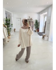 New tee-shirts long crème