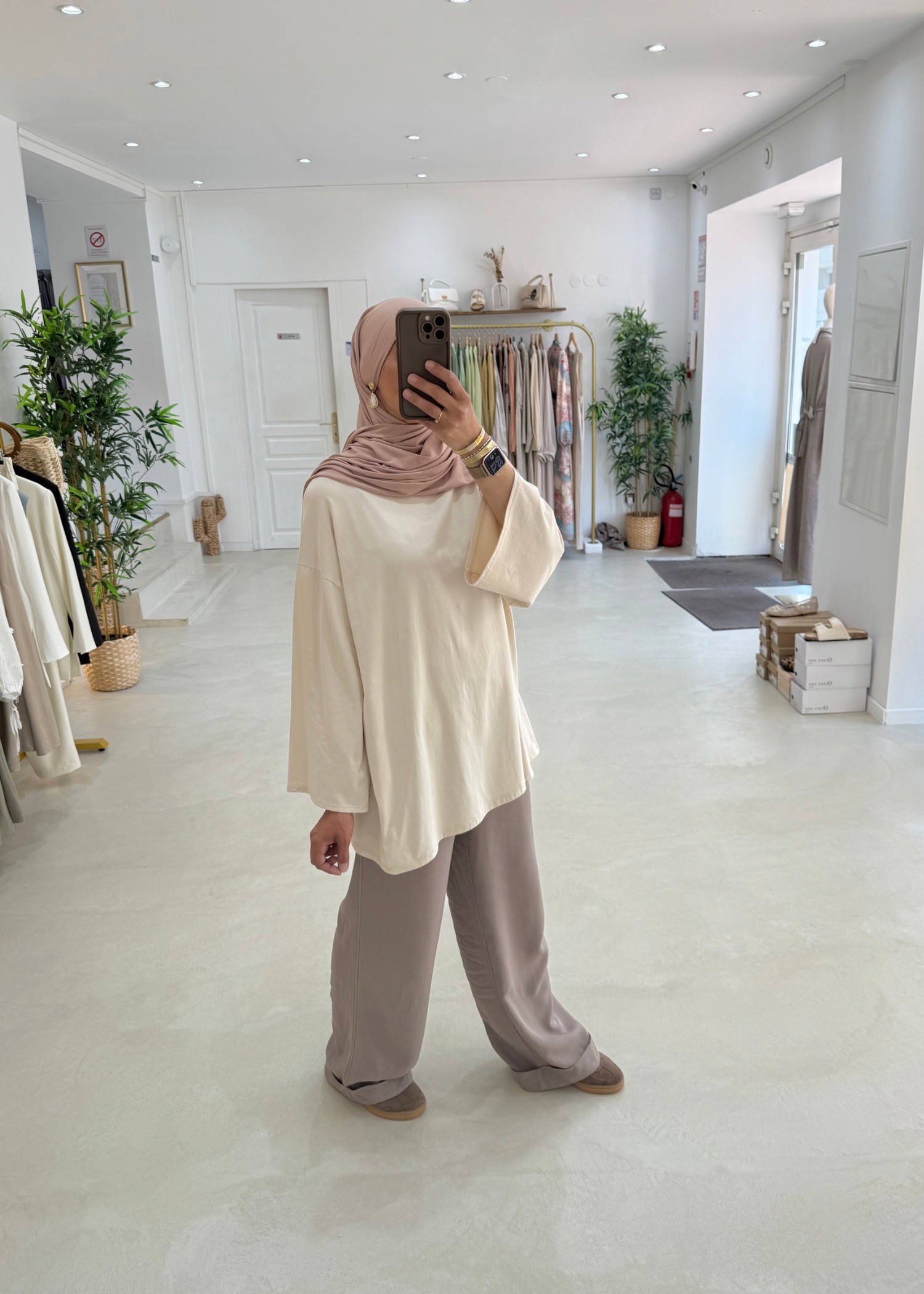 New tee-shirts long crème