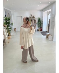 New tee-shirts long crème