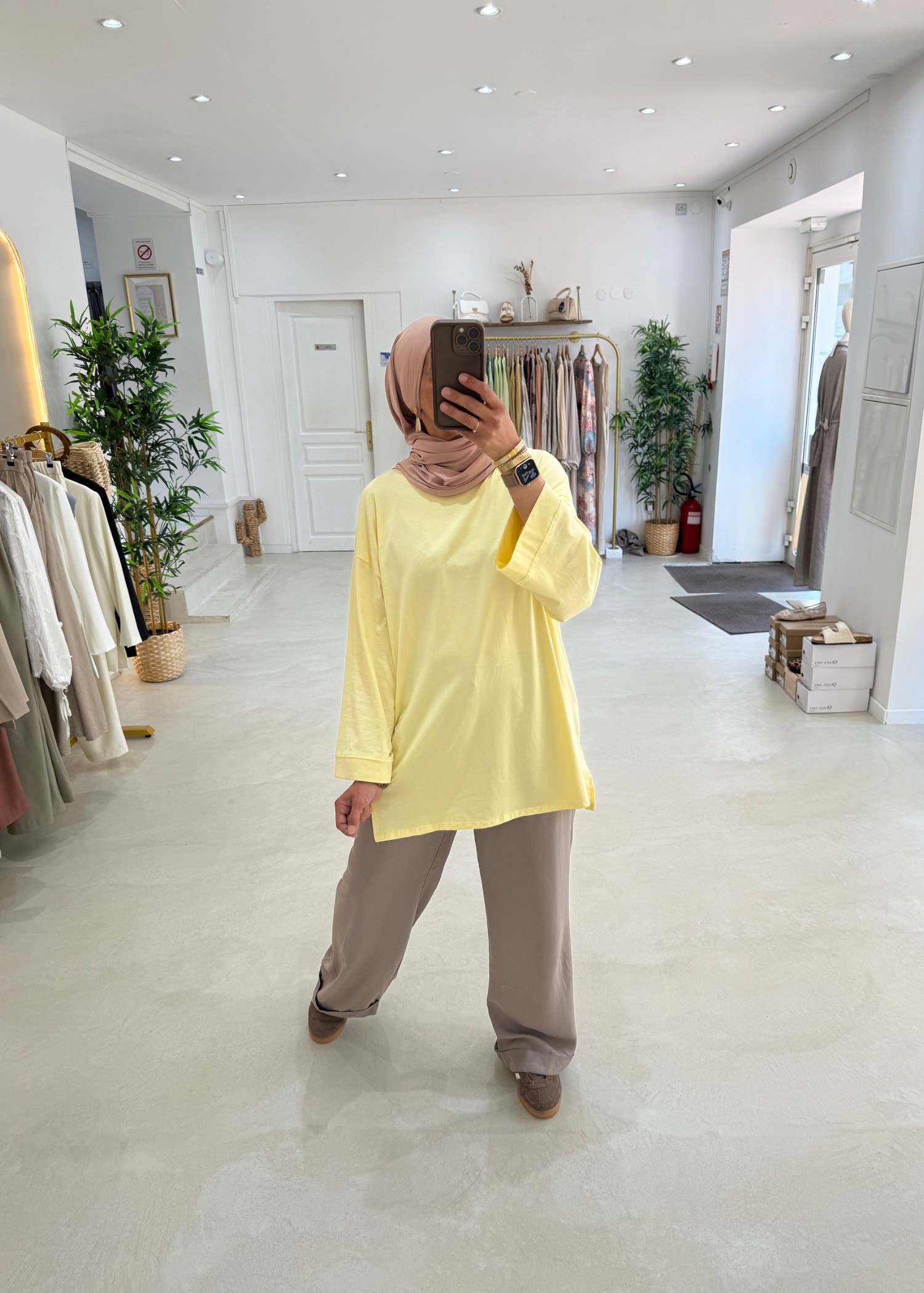 New tee shirt long jaune