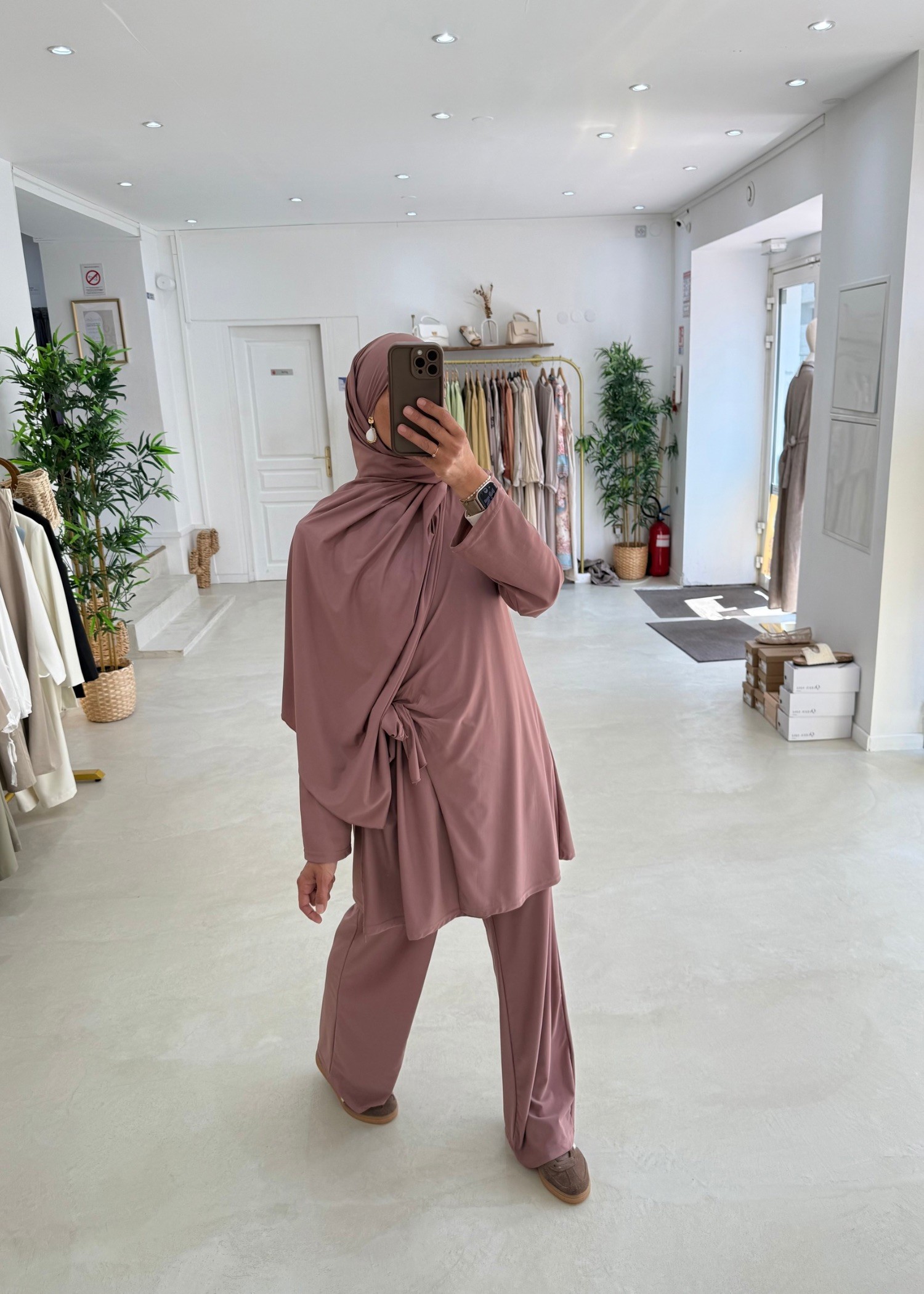 Burkini noeud vieux rose