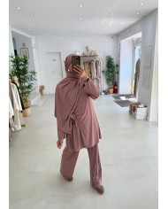 Burkini noeud vieux rose