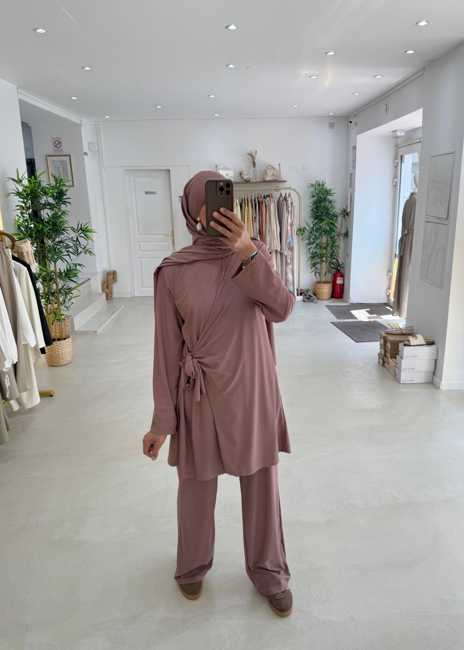 Burkini noeud vieux rose