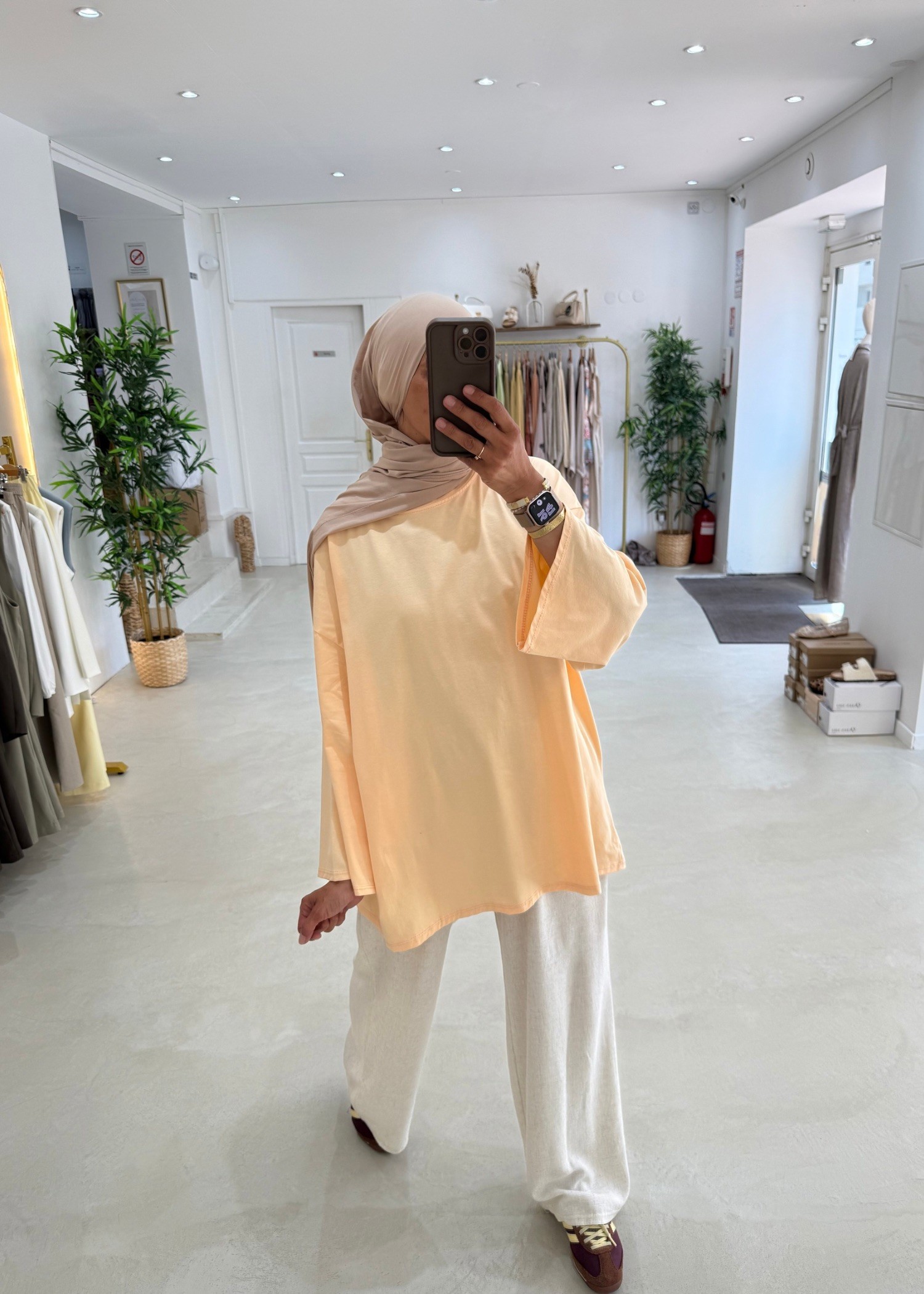 New tee shirt long pêche