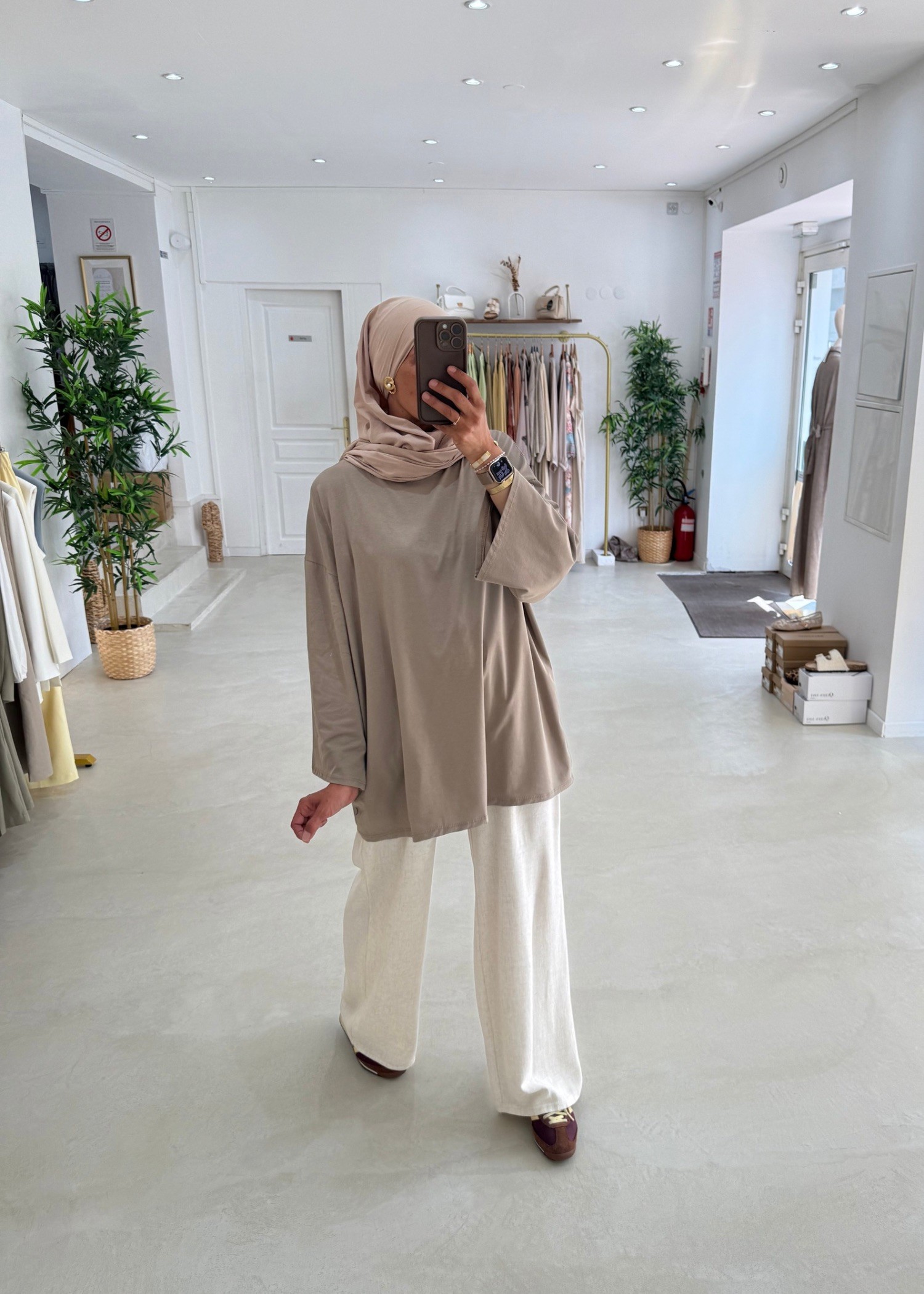 New tee shirt long taupe