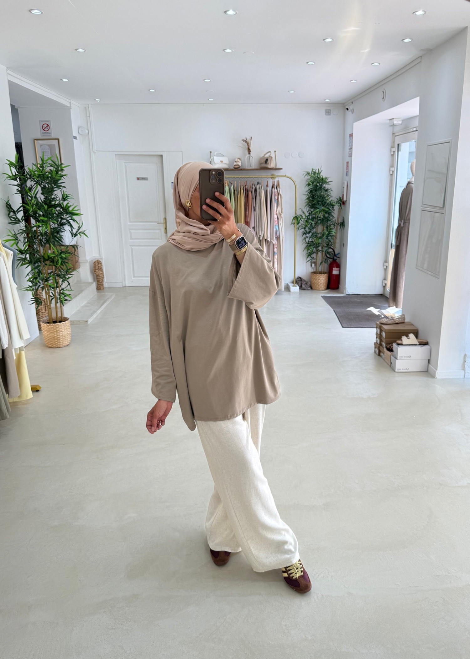 New tee shirt long taupe